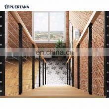 Deluxe Industrial Minimalist Indoor Duplex Straight Staircase Stairs and Modular Stair Case Kits With Wood Treads thumbnail-3
