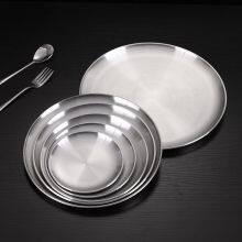 Fruit Round Tray, Flat Plate, Stainless Steel Disc, 201 Stainless Steel Western Tableware, Fast Food Plate, Coffee Shop, Fruit Plate, Korean Style thumbnail-4