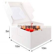 Wholesale Cheap Gift Cake Box Container Packages White Cardboard Desert Cake Packaging Custom Printed Cake Box With Clear Window