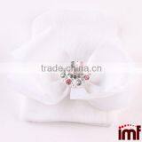 Baby Girl COMING HOME Hat,White Faux Pearl Bow Hospital Hat thumbnail-1