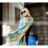 QD80442 Lady Design 100% Silk with Environment Activity Printed Long Soft Scarves For Women