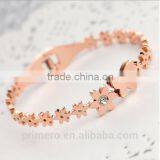 Fashion Titanium Steel Zircon Rose Gold Bangles Butterfly Daisy Bracelet thumbnail-2