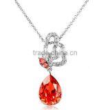 Lotus Red Pendant Crystal Necklace