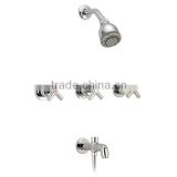 High Quality Triple Handle Brass Shower Set, In Wall Mounted Bath Shower Faucet Polish and Chrome Finish