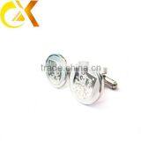 Mens Accessory Stainless Steel Jewelry Silver Round Stamped Pattern Cufflinks