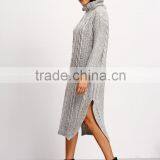 2016 Cold Winter Thick Long Sleeve Mock Neck Pullover Long Women Sweater Dress Quality Choice thumbnail-3