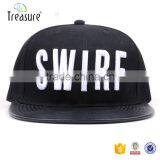 Custom White Embroidery Snapback Cap Leather Brim thumbnail-1