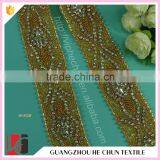 HC-7603-1 Hechun Decorative New Fashion Gold Rhinestone Crystal Beaded Trim
