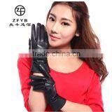 Ladies Sheepskin Popular Black Color Leather Touch-screen Gloves