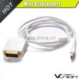 6FT white color mini displayport male to DVI male cable