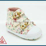 New Born Floral Print Buckle PU Baby Shoes