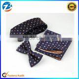 New Arrival Korean Style Vintage Silk Tie Pocket Square And Bowtie Set Quality Choice