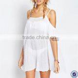 2016 Sexy Women and Girl Palin Rayon Cold Shoulder Cross Back Beach Cover up Dress thumbnail-1