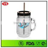 Double Walled 20oz Plastic Drinking Mason Tumbler With Straw thumbnail-5