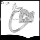 Romantic Cupid's Love Arrow Open Ended Ring With Zircon Silver thumbnail-1