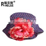 Cotton Baby Girls Sun Hat with Flower Wide Brimmed