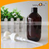 10 oz Cone Top Round Amber Lotion Bottle With White Pump Sprayer thumbnail-5