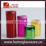 800ml to 2000ml Round Glass Storage Jar With Sprayed Colors Glass Carniter for Food