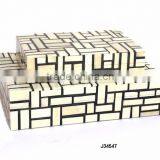 Black and White Rectangular Square Pattern Bone Box Available in All Sizes and Colours thumbnail-1