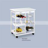Cheap Natural Solid Wood Kitchen Trolley With Basket thumbnail-1