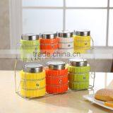 Kitchenware Useful Ceramic Canister Set With Stainless Metal Stand thumbnail-6