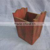 American Retro Leisure Solid Flower Barrels Wood Brush Pot thumbnail-1