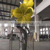 Large Outdoor Stainless Steel Flower Decoration in Yellow Color for Sale thumbnail-2