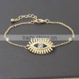 Simple Rhinestone Evil Eye Charm Gold Chain Bracelet thumbnail-2