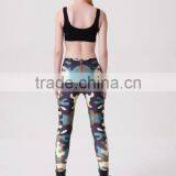 Custom Women Quick Dry and Skinny All Over Camouflage Printing Full Length Gym Tights thumbnail-1