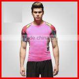 2015 Men Sport Fitness Wear T Shirt Custom Sublimation Short Sleeve Compression Shirt thumbnail-3