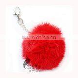 CX-R-36 Wholesale Fur Key Ring Real Rabbit Fur Balls thumbnail-3