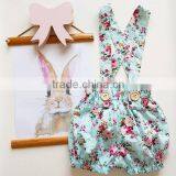 Custom Boutique Baby Girl Flower Printed Bubble Cotton Pants thumbnail-1