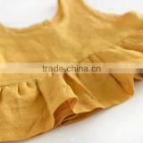 Cute Little Girl Summer Dress Baby Plain Yellow Birthday Party Dresses Girls Linen Clothing Wear thumbnail-2