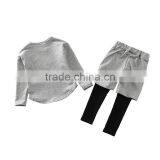 2017 New Arrival Kids T-shirt+pants Boutique Baby Wear Cotton Child Girls Clothing Set thumbnail-2