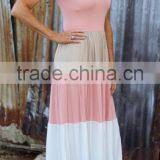 Summer Cotton Mother and Daughter Maxi Crewneck Dress Mommy and Me Women Girls Dresses thumbnail-2