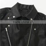 Women's Cool Black Moto Riders Coats Diagonal Front Zipper Leather Jackets thumbnail-4