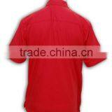 100% Cotton Design China Made Short Sleeve Red Mens Lightweight Cotton Shirts thumbnail-3