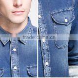 Fashion Style Long Sleeve Denim Dress Shirts for Men thumbnail-3