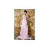 Latest Sweetheart Strapless A-line Chiffon Evening Dresses Long Party Gowns Pink With Beads thumbnail-1