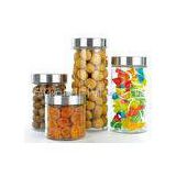 Houseware glass canisters with metal lids / clear glass kitchen canisters 2.1L 1.5L 1L 0.7L