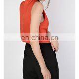 2017 Latest Fashion Orange Neck Tie Crop Top thumbnail-2