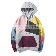 Custom LOGO Plus Size Cut and Sew Patchwork Multi Color Block Personalized Stitching Casual Sports Sweater Hoodie for Men thumbnail-5