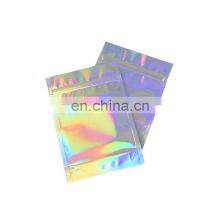 One Side Transparent Custom Resealable Hologram Packaging Small Zipper Lock Mylar Hologram Bags thumbnail-2