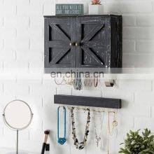 Rustic Wall Mounted Jewelry Organizer With Wooden Barndoor Decor