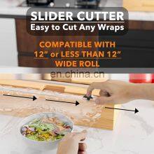 Wrap Dispenser With Cutter and Labels Plastic Wrap Aluminum Foil and Wax Paper Dispenser for Kitchen Drawer Bamboo Roll Organize thumbnail-3