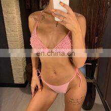 2022 New Designer Bikinis Woman Halter Neck Luxury Pearl Bathing Suits Swim Brief Bikini Women Swimwear thumbnail-5