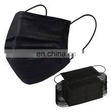 Disposable Black Custom Face Mask, 3 Plys Earloop Anti Fog Mask Shield, Black Fabric Face Mask