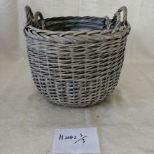 New Design Grey Painted Round Shape Wicker Storage Baskets With Handle