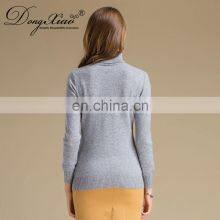 Chinese Supplier Soft Gold Cashmere Products Women High Neck Worsted Sweater thumbnail-3