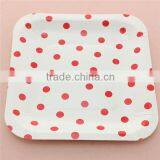 China Wholesale Fancy Dotted 7 Inch Square Paper Plates thumbnail-5
